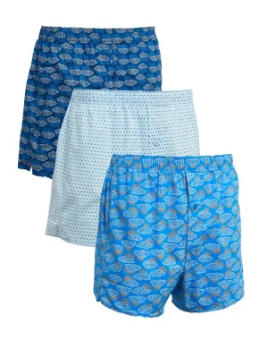 3pk StayNew™ Weather Print Woven Boxers