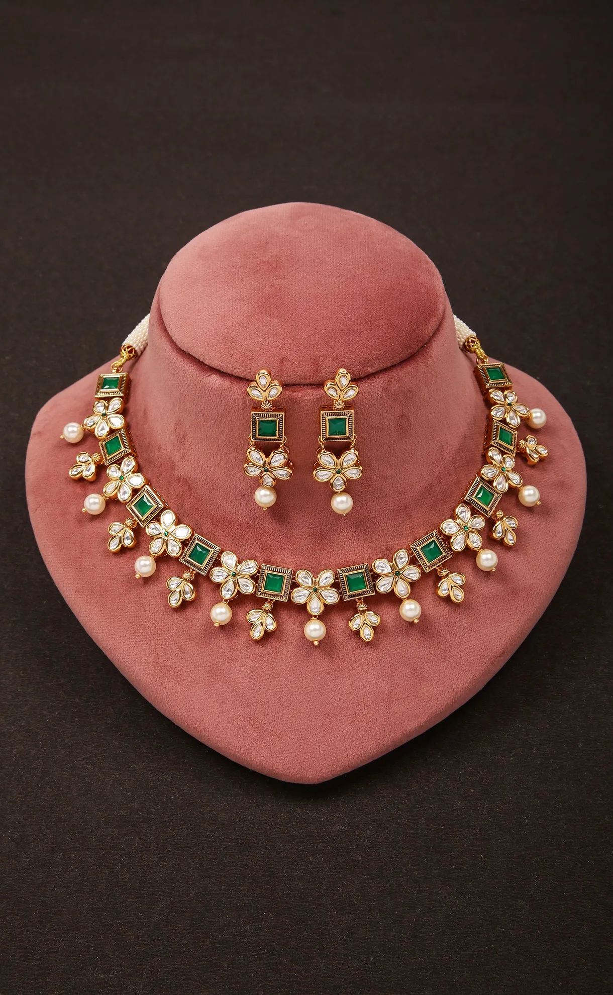 Beautiful Bridal Gold Plated Royal Kundan Necklace Set (D1103)