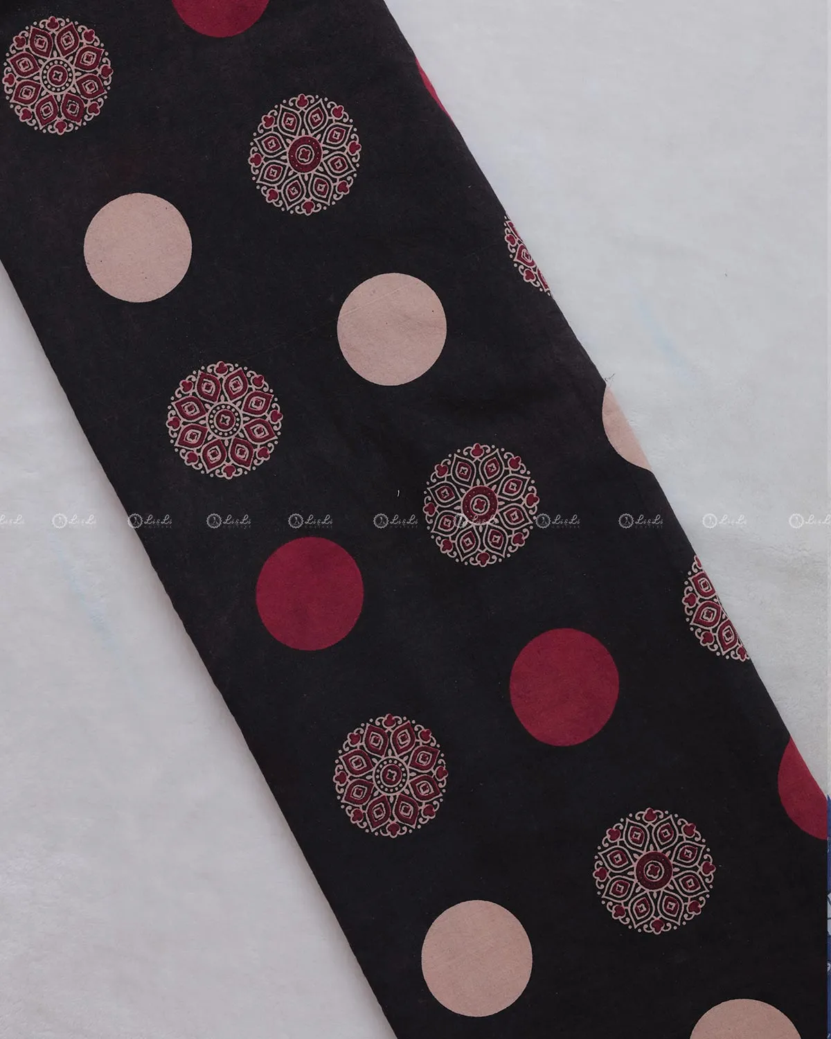 Black Rust Beige Hand Printed Cotton Fabric