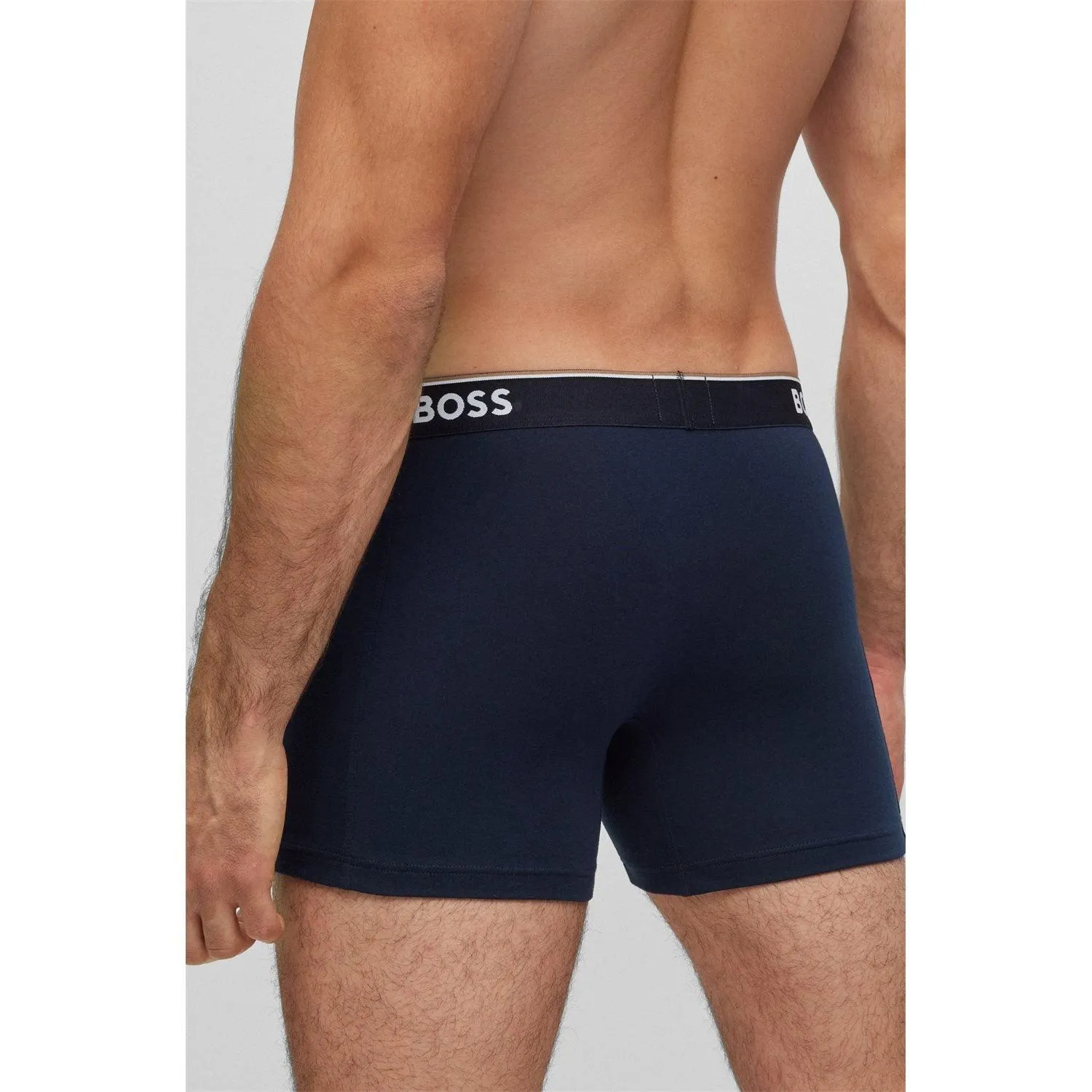 BOSS 3 Pack Power Cotton Stretch Boxer Briefs - Navy