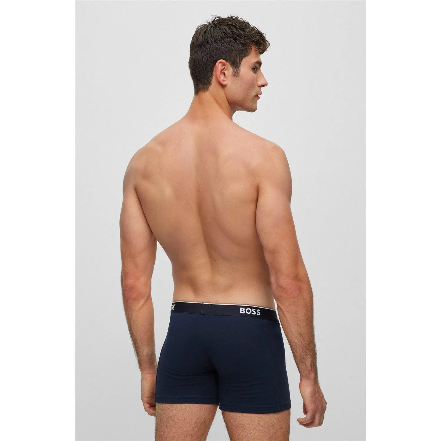 BOSS 3 Pack Power Cotton Stretch Boxer Briefs - Navy