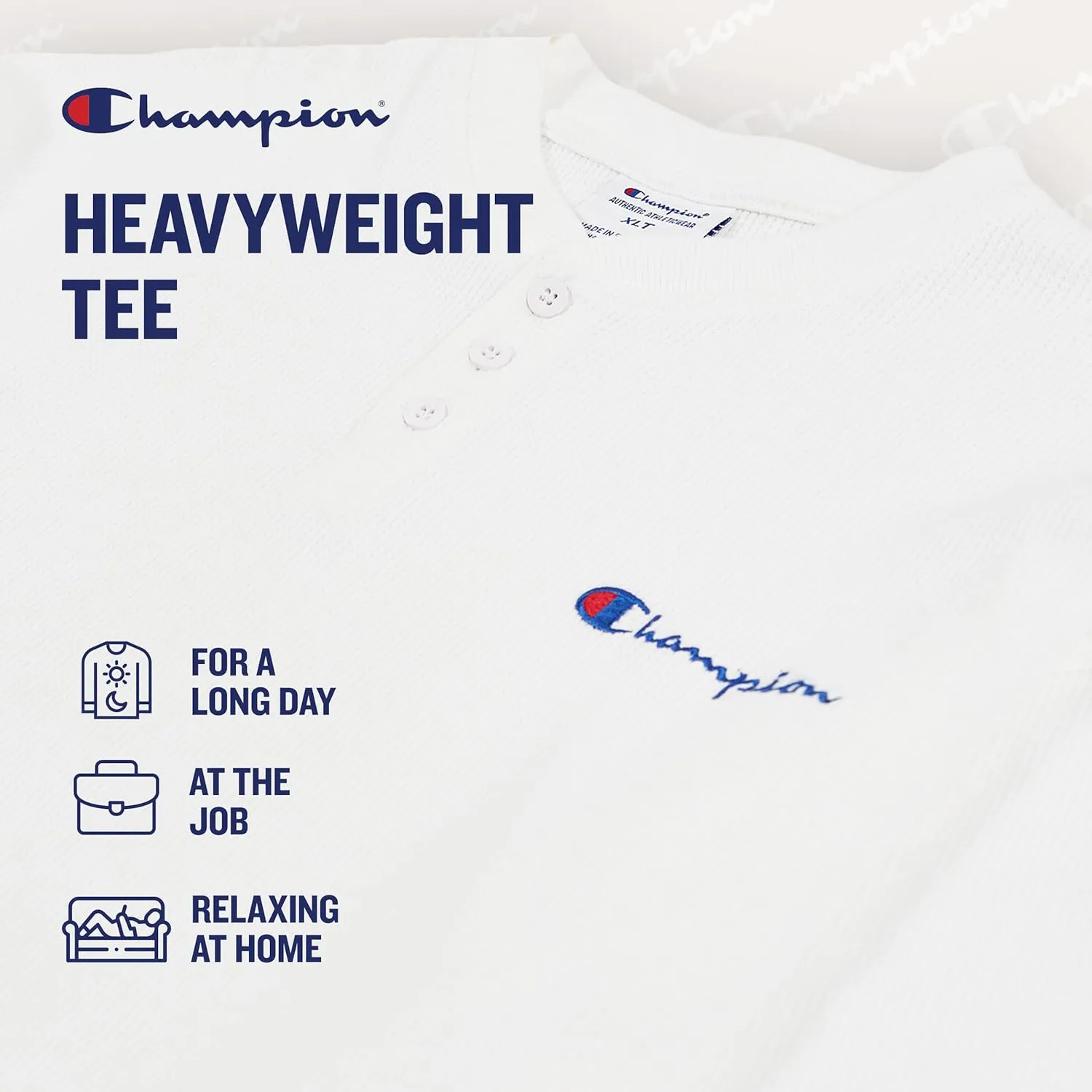 Champion Thermal Heavyweight Long Sleeve Henley Shirts for Men Big and Tall Black