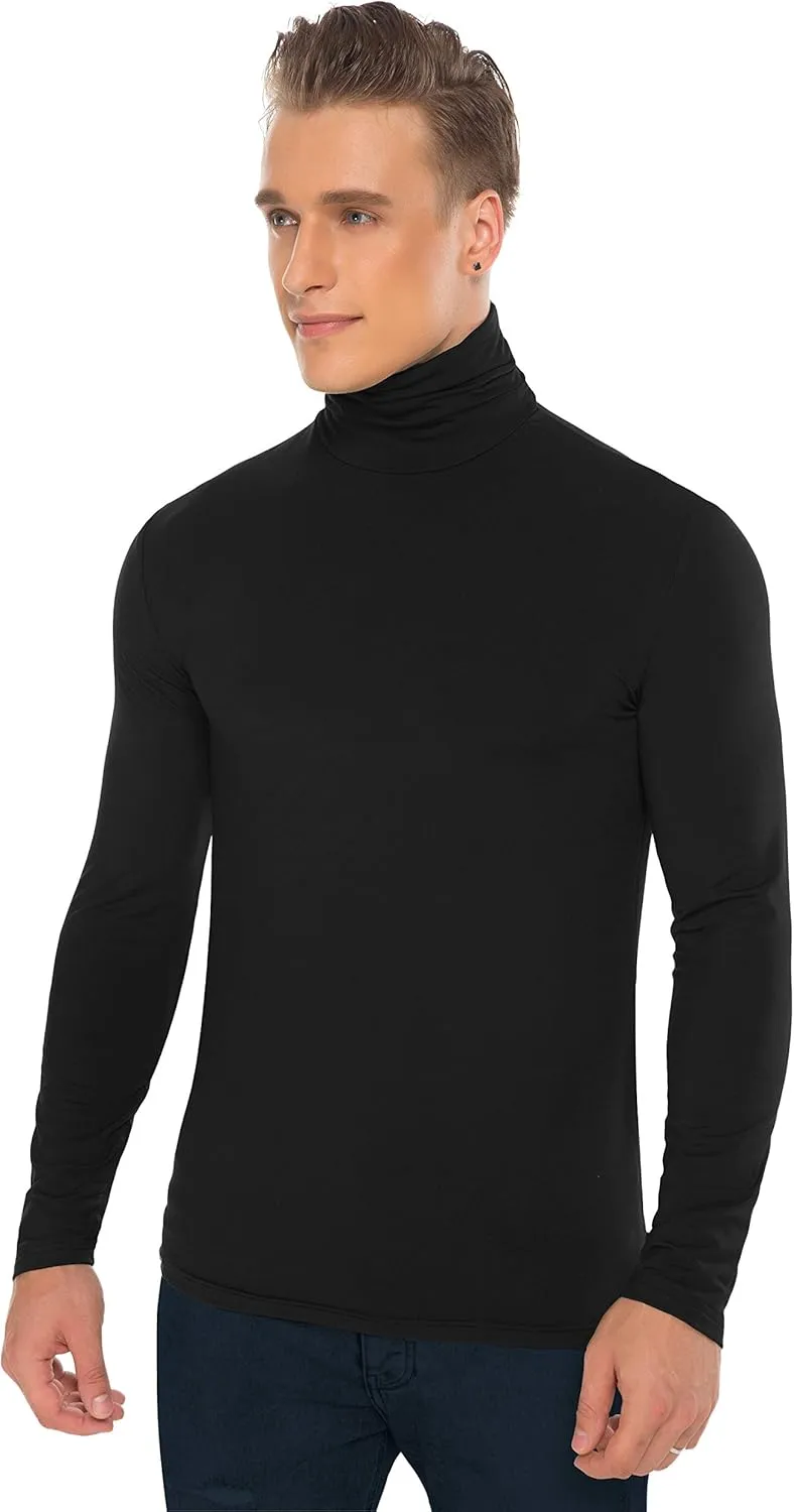 Derminpro Men's Slim Fit Soft Turtleneck Long Sleeve Pullover Lightweight T-Shirt