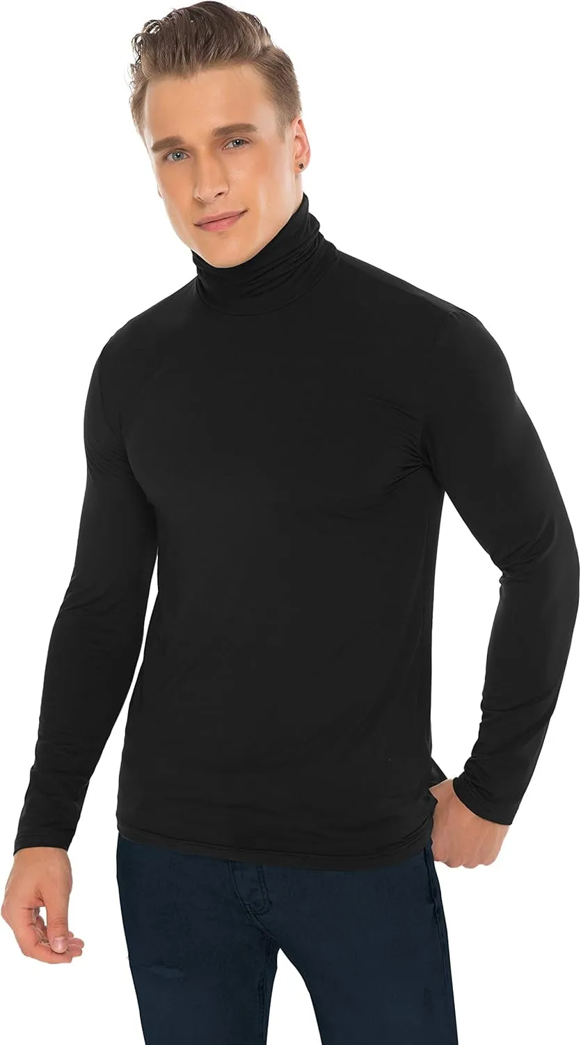Derminpro Men's Slim Fit Soft Turtleneck Long Sleeve Pullover Lightweight T-Shirt