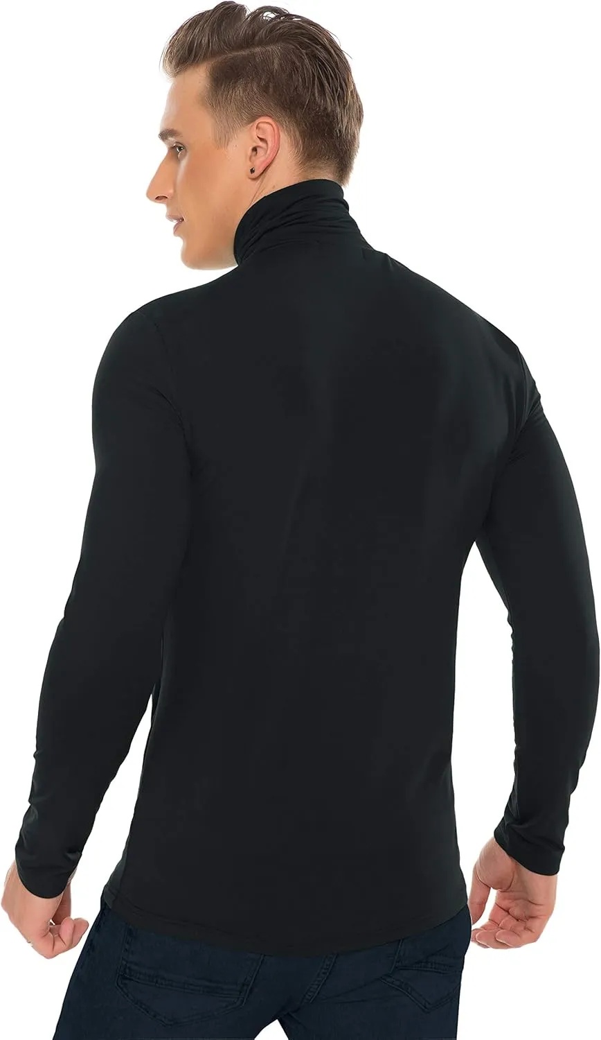 Derminpro Men's Slim Fit Soft Turtleneck Long Sleeve Pullover Lightweight T-Shirt