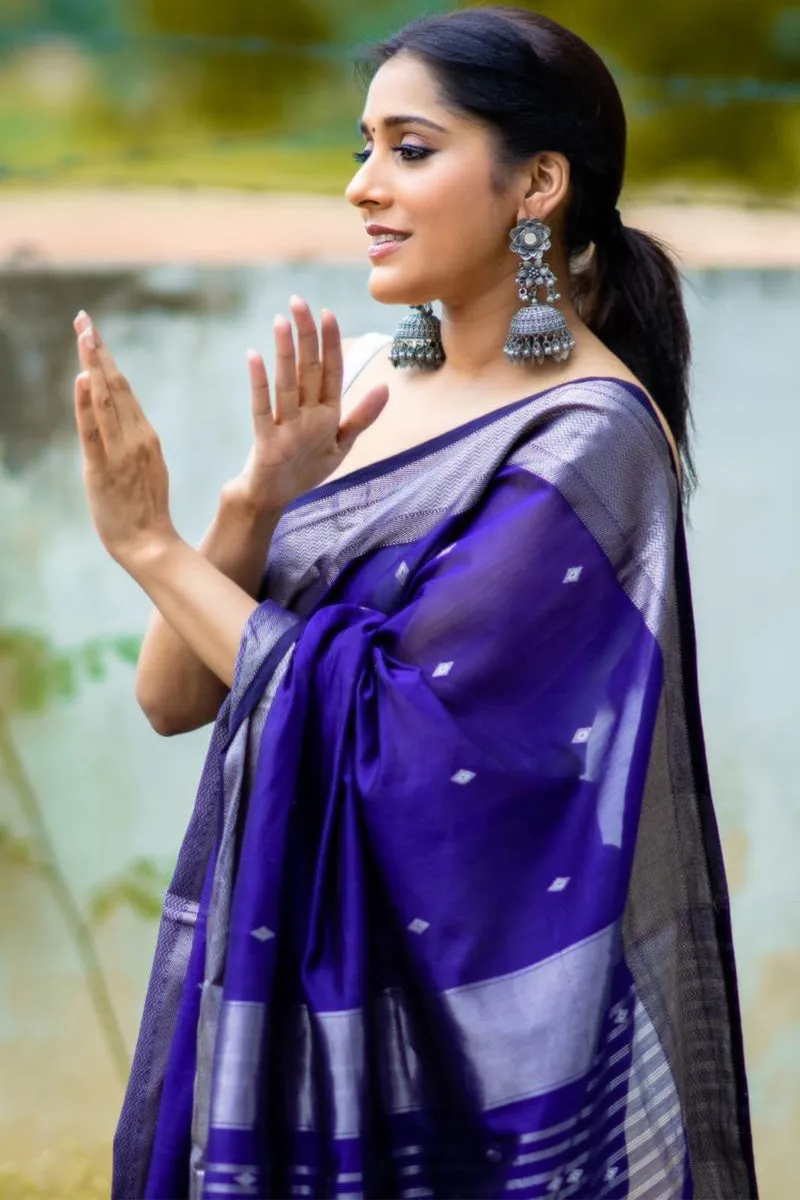 Devastating Royal Blue Soft Silk Saree With Tremendous Blouse Piece