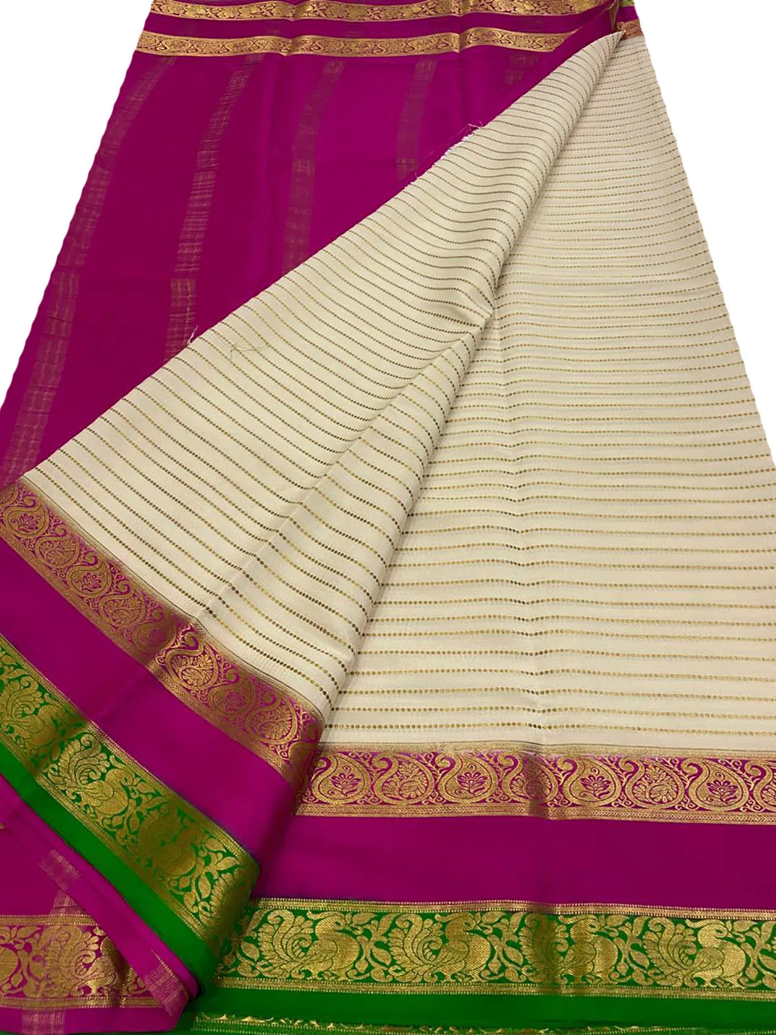 Elegant Off White Handloom Mysore Silk Saree