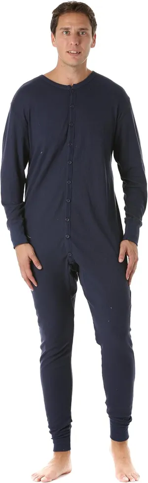 #followme Men's Solid Thermal Henley Adult Onesie