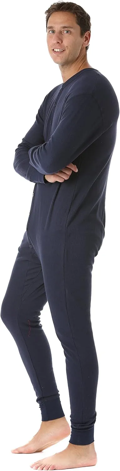 #followme Men's Solid Thermal Henley Adult Onesie