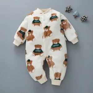 Fuzzy Bear Baby Jumpsuit