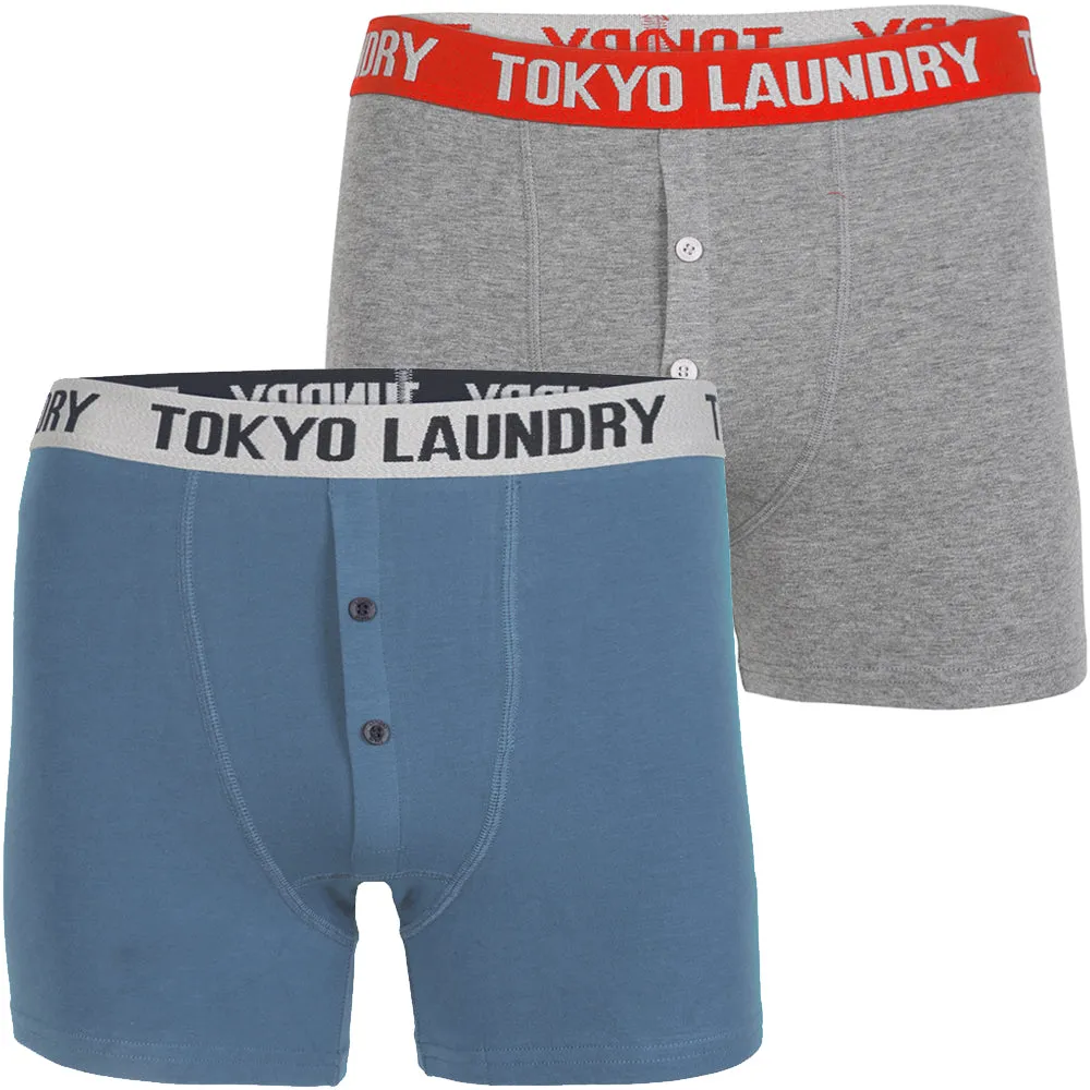 Harecourt (2 Pack) Boxer Shorts Set in Federal Blue / Mid Grey Marl - Tokyo Laundry
