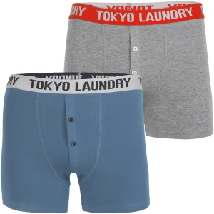 Harecourt (2 Pack) Boxer Shorts Set in Federal Blue / Mid Grey Marl - Tokyo Laundry