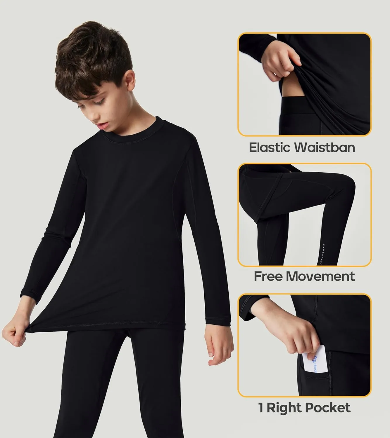 Heathyoga Thermal Underwear for Kids Thermal Set Fleece Lined Base Layer Boys Long Johns Winter Clothes for Girls