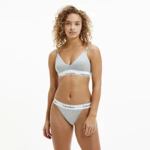 High Leg Tanga Modern Cotton Bikini Brief - Grey Heather