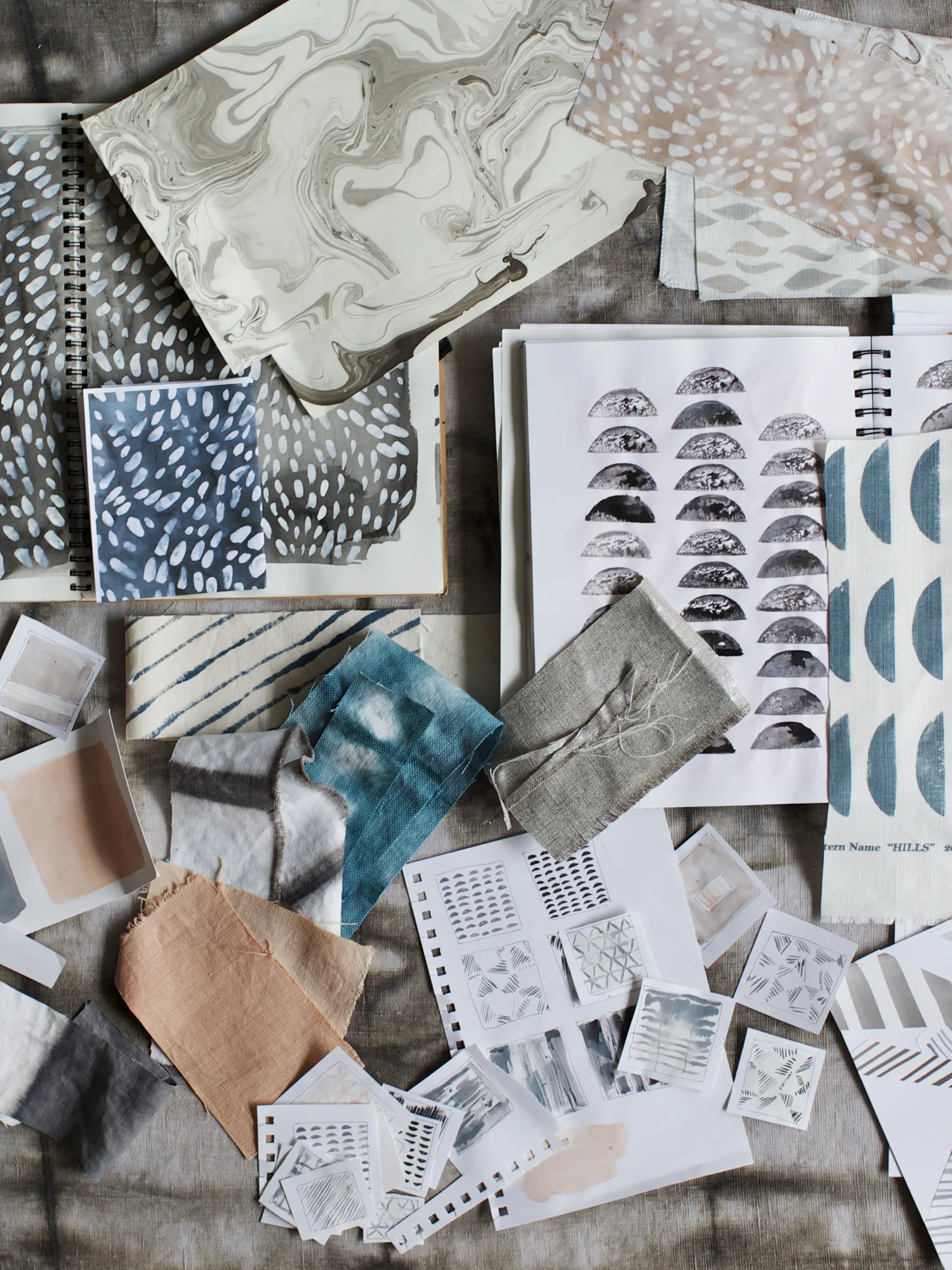 Hills Fabric in Blue-Slate