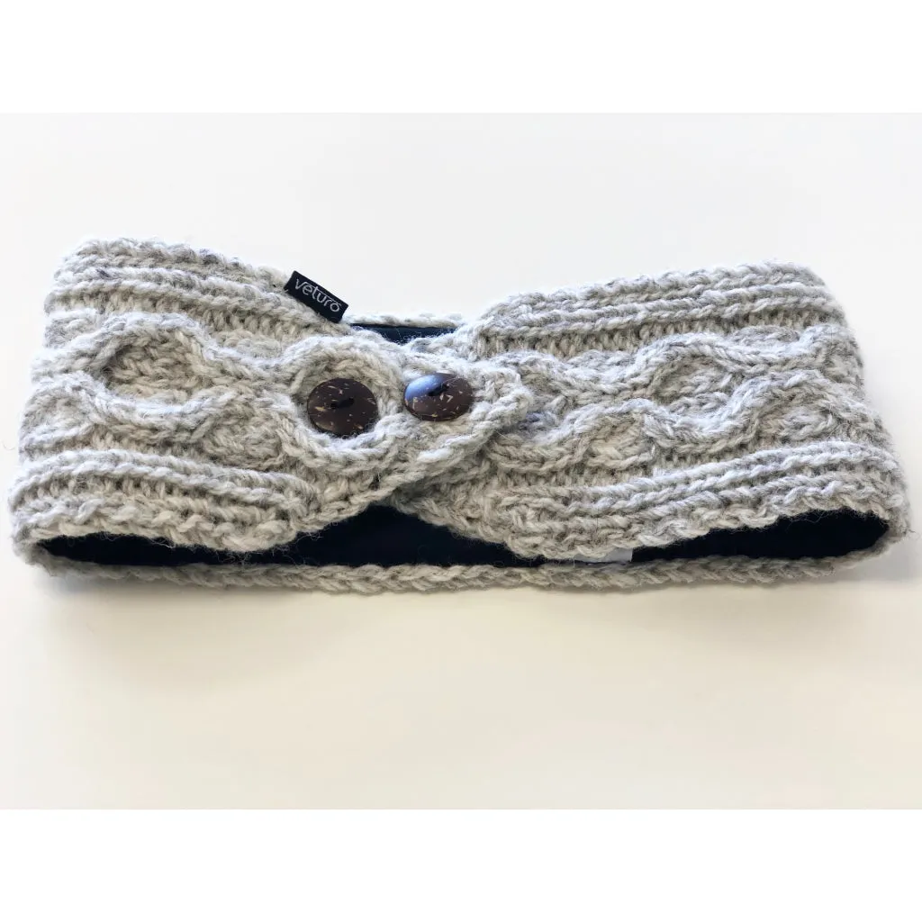 Infrared Knit Lined Wool Headband with Buttons