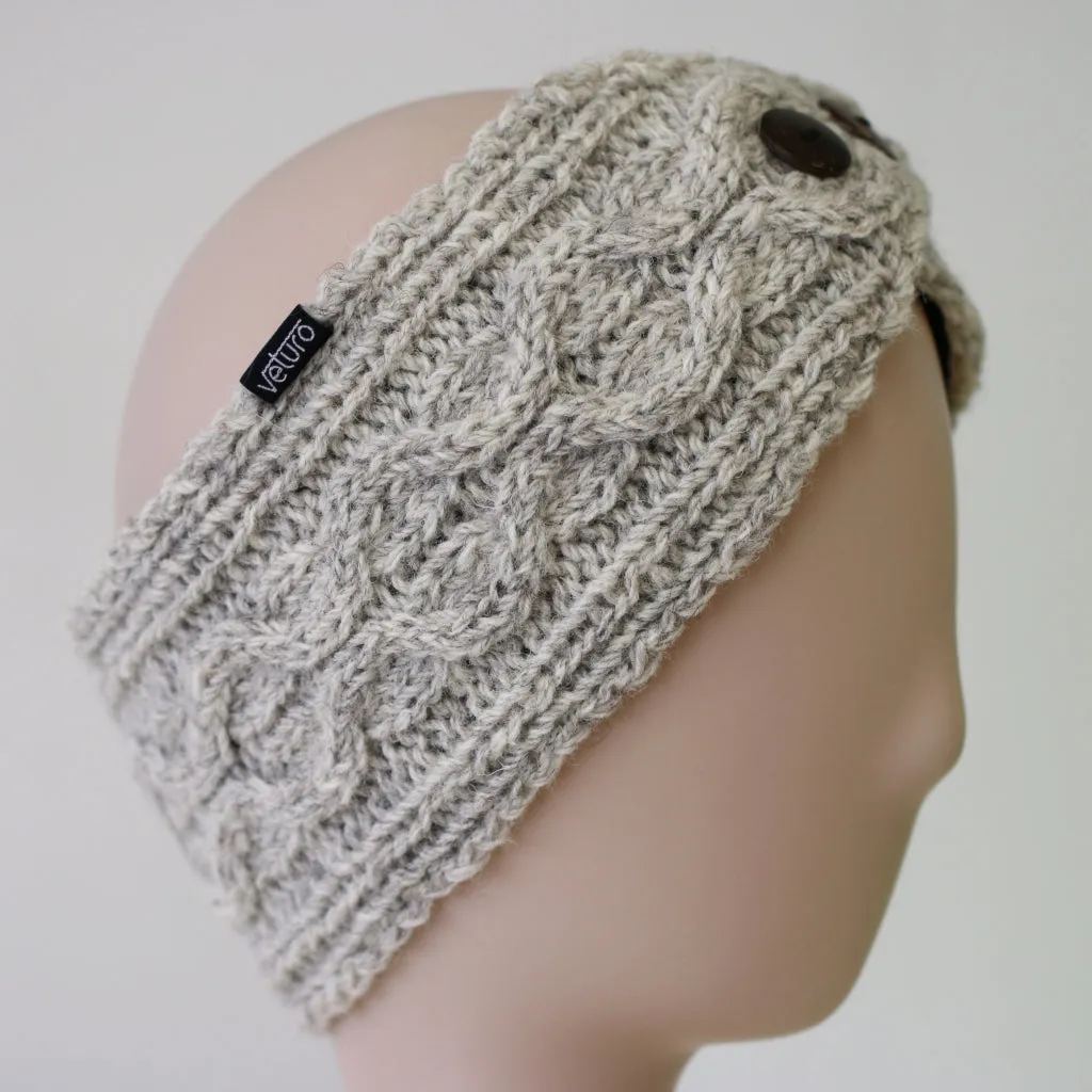 Infrared Knit Lined Wool Headband with Buttons