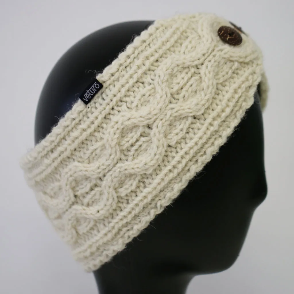Infrared Knit Lined Wool Headband with Buttons