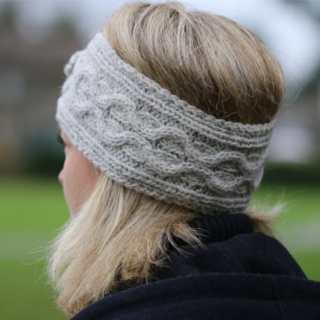 Infrared Knit Lined Wool Headband with Buttons