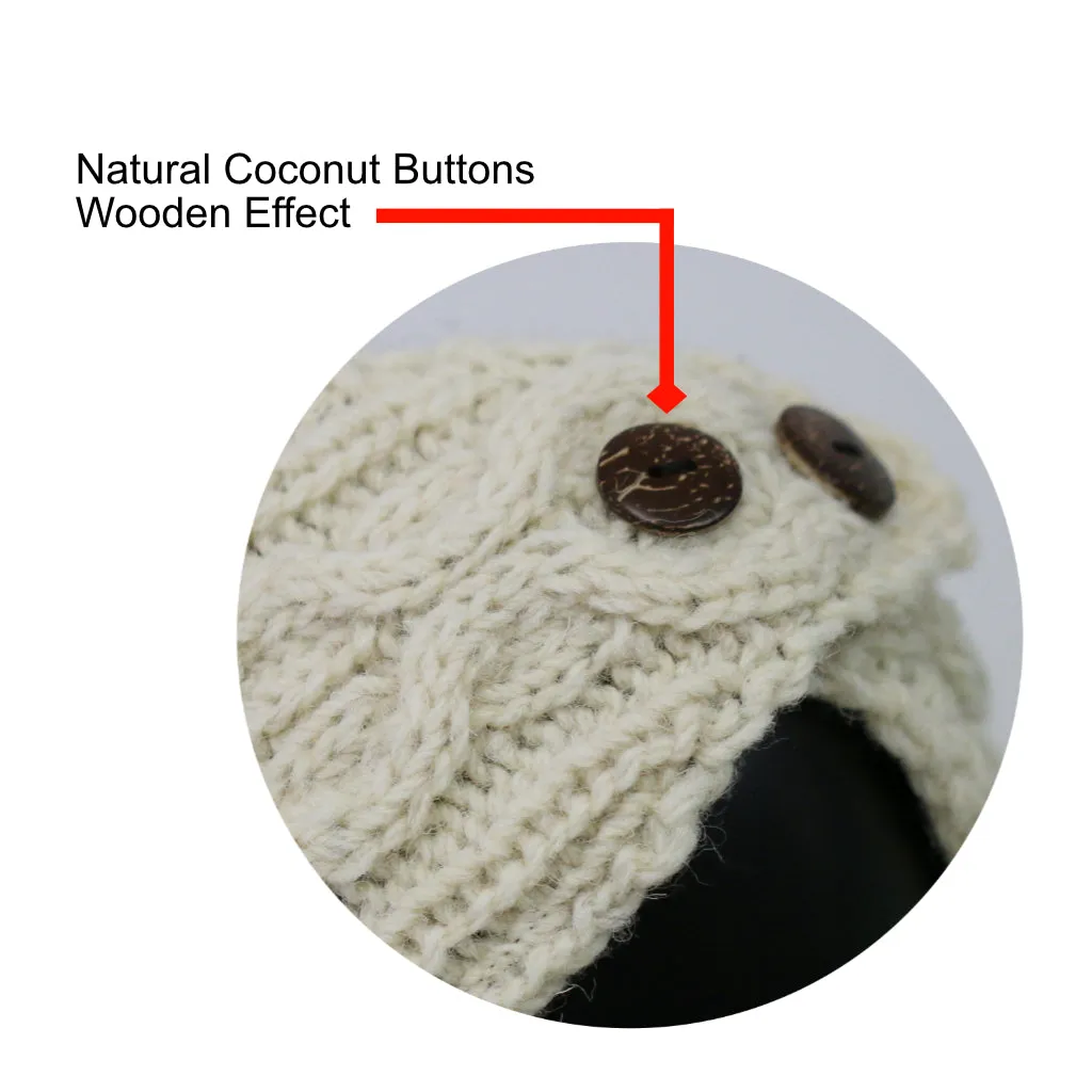 Infrared Knit Lined Wool Headband with Buttons
