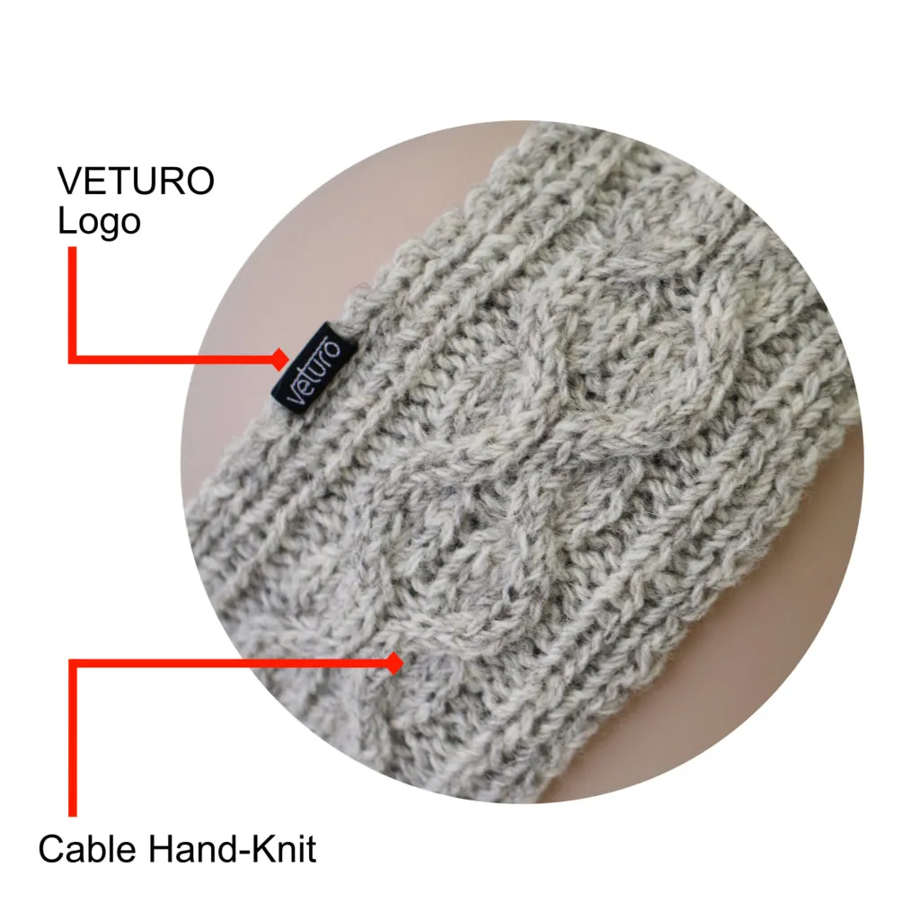 Infrared Knit Lined Wool Headband with Buttons