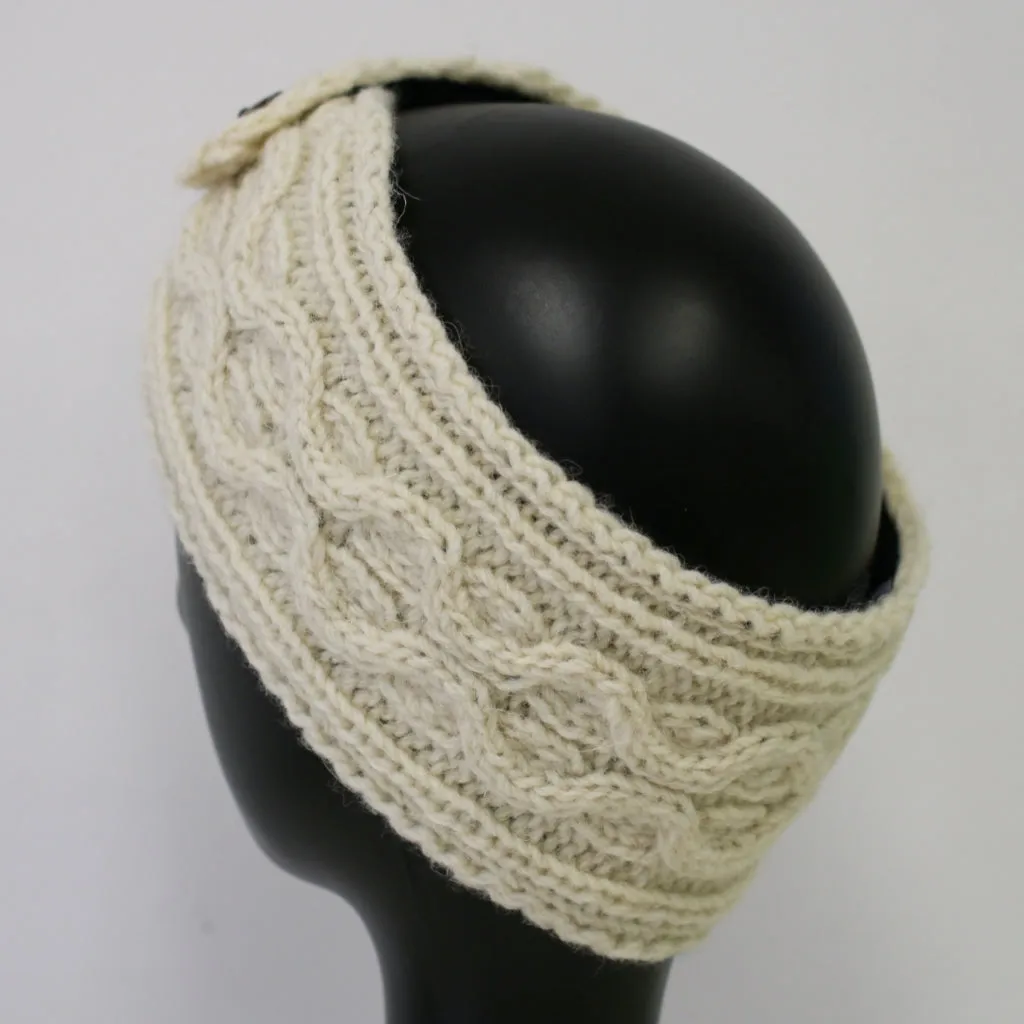 Infrared Knit Lined Wool Headband with Buttons