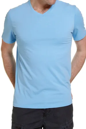 JAG Essential V Neck Short Sleeved T Shirt Light Blue JMW15067C Size XL