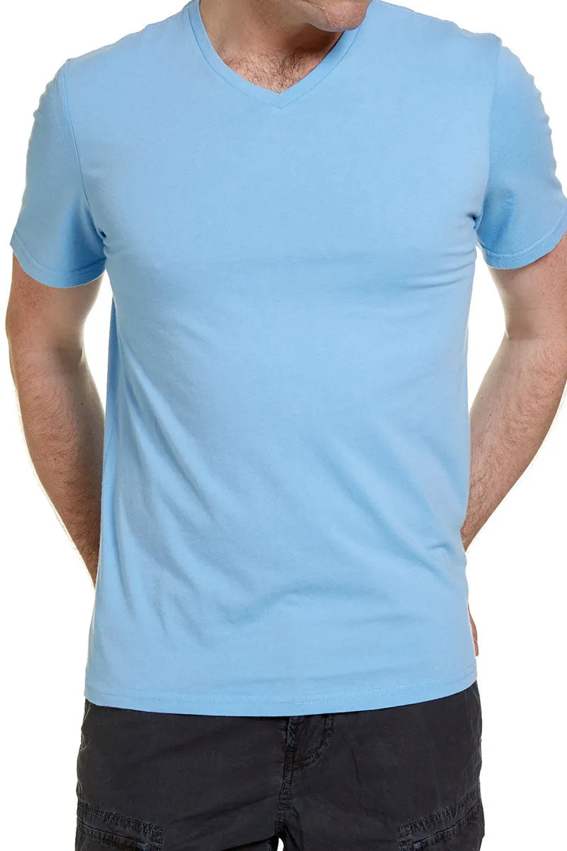 JAG Essential V Neck Short Sleeved T Shirt Light Blue JMW15067C Size XL