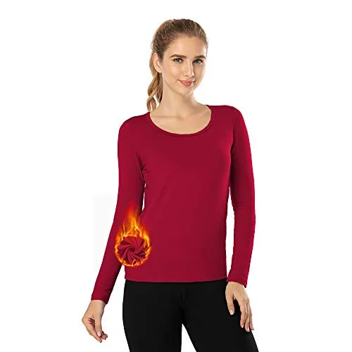 MANCYFIT Thermal Tops for Women Fleece Lined Shirt Long Sleeve Base Layer V Neck