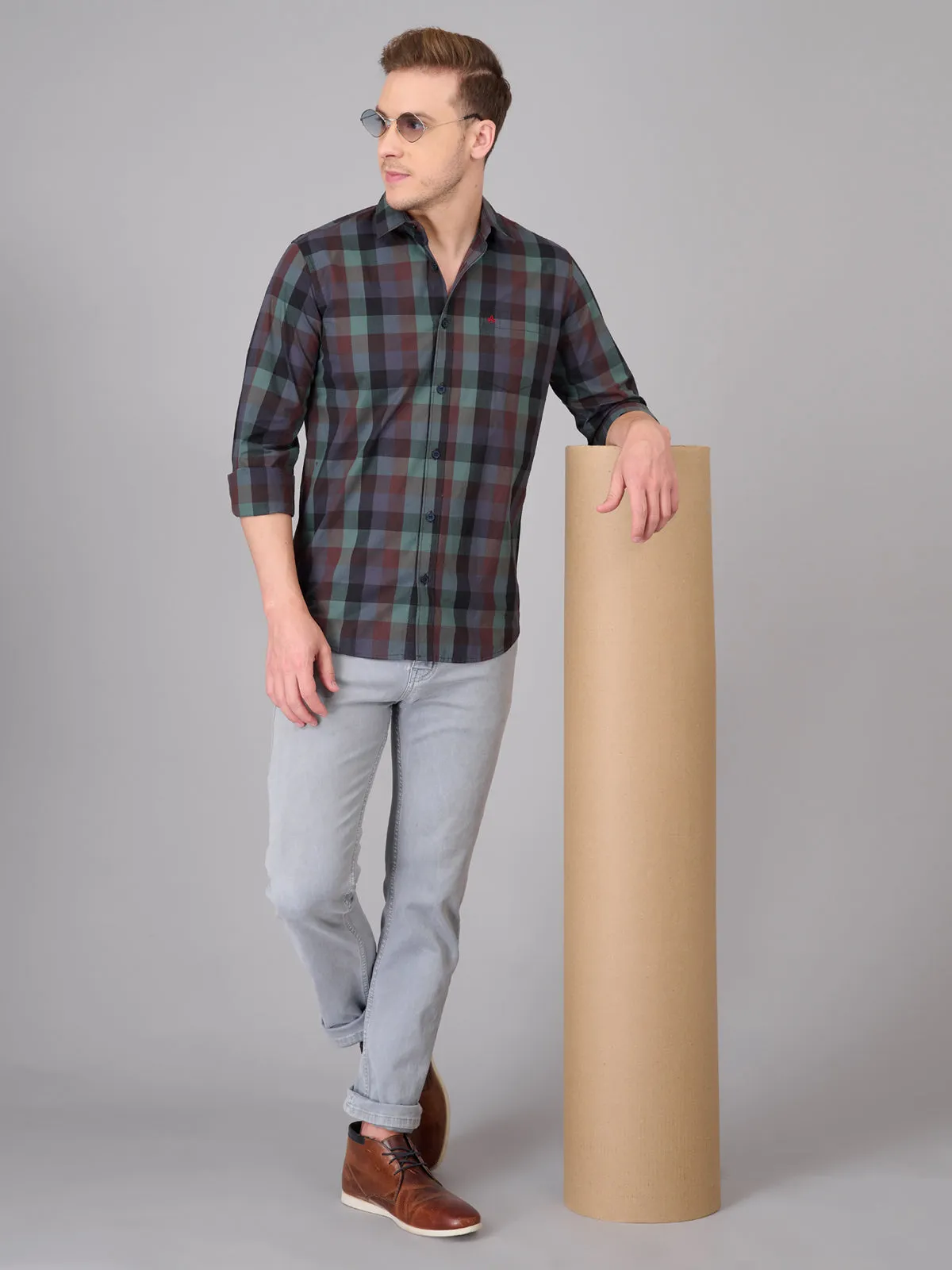 Men Tartan Checked Cotton Shirt (GBHM23ED07)