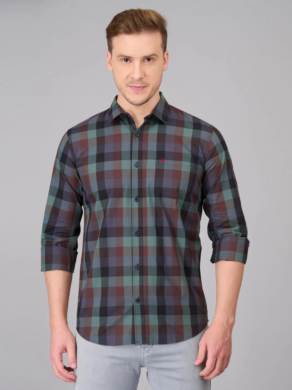 Men Tartan Checked Cotton Shirt (GBHM23ED07)