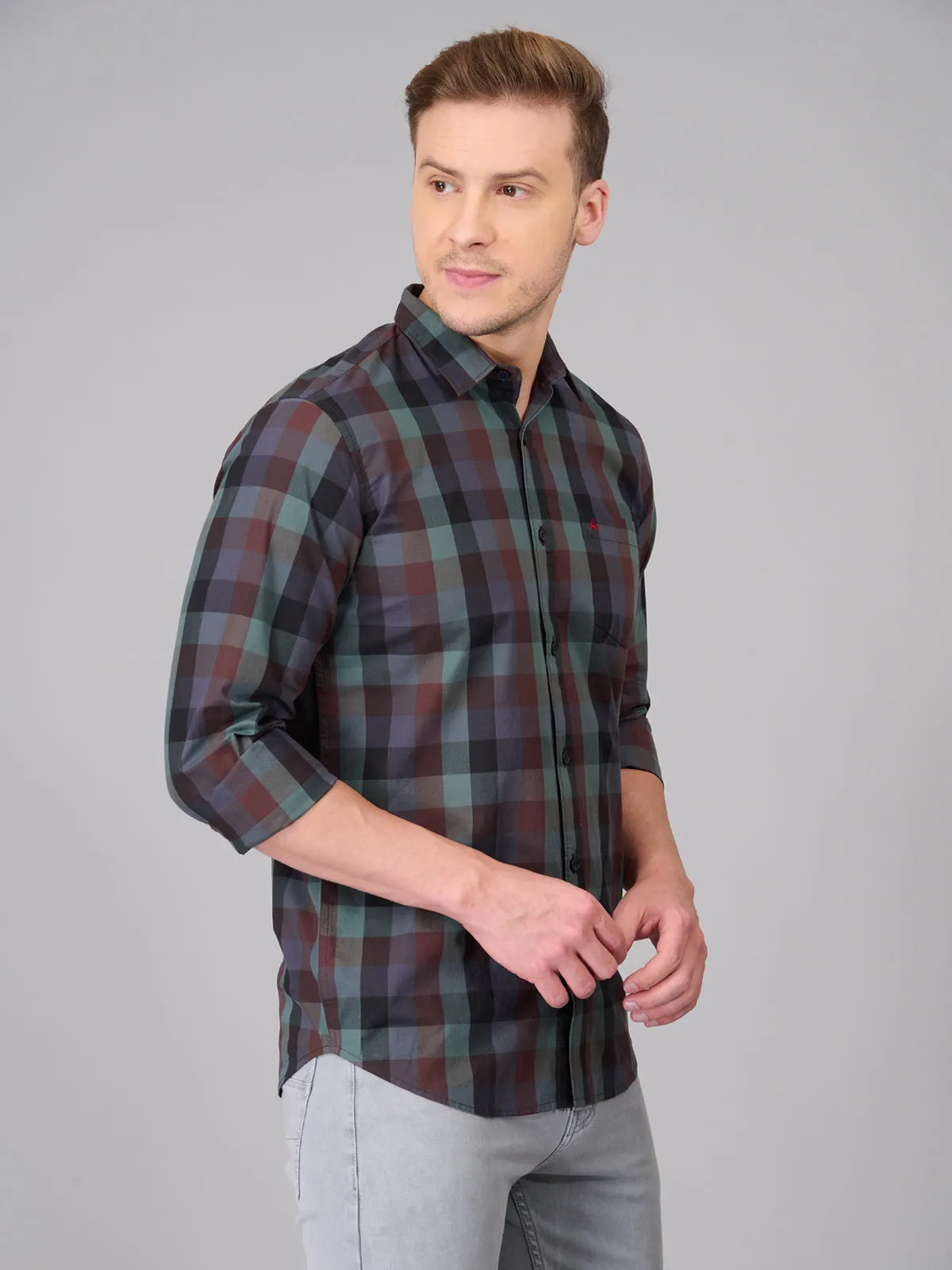 Men Tartan Checked Cotton Shirt (GBHM23ED07)