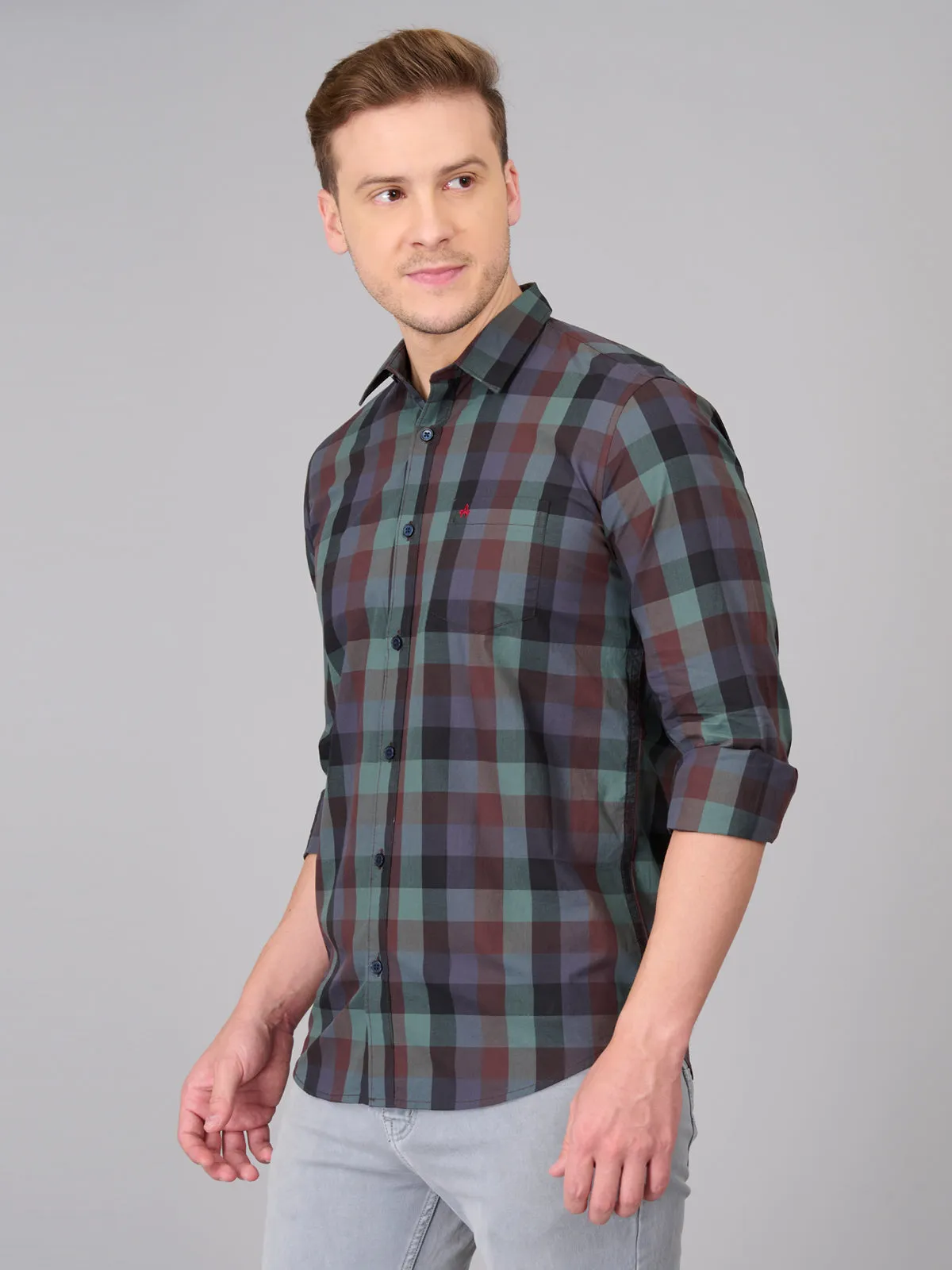 Men Tartan Checked Cotton Shirt (GBHM23ED07)