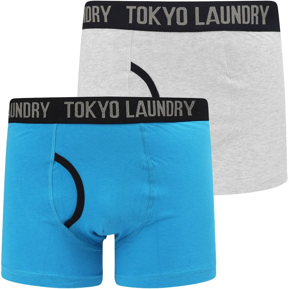 Nantes 2 (2 Pack) Boxer Shorts Set In Swedish Blue / Light Grey Marl - Tokyo Laundry