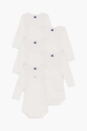 Petit Bateau Baby Bodysuit 5-Pack White Bunny