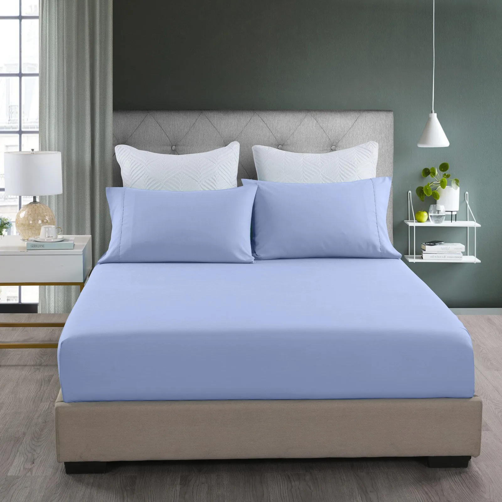 Queen Royal Comfort Bamboo Cooling 2000TC 3-Piece Combo Set - Light Blue