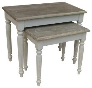 Raffles Grey and Riverwash Top Set of 2 Nesting Tables