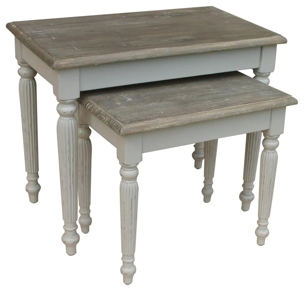 Raffles Grey and Riverwash Top Set of 2 Nesting Tables