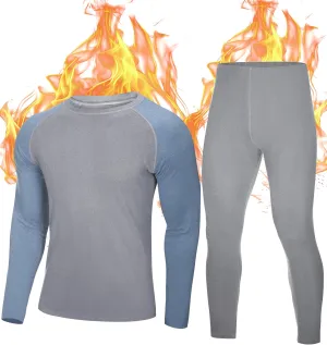 Roadbox Thermal Underwear for Men: Fleece Lined Long Johns Base Layer Cold Weather Winter Ski Thermals Top and Bottom Set