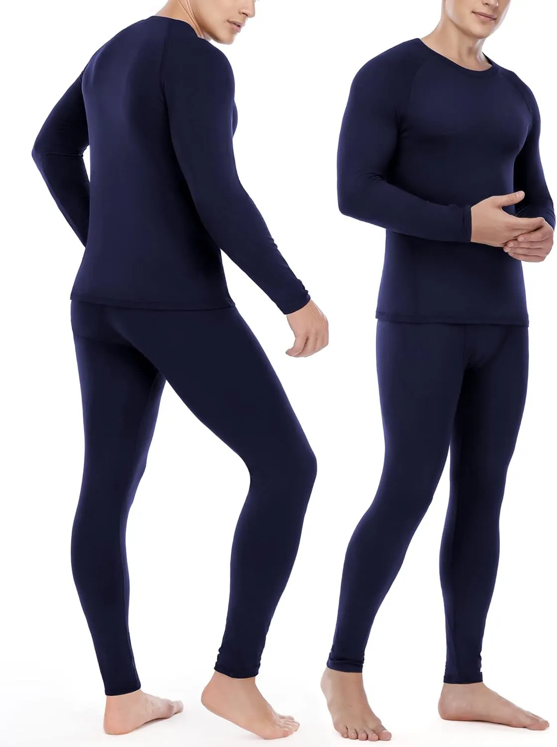 Roadbox Thermal Underwear for Men: Fleece Lined Long Johns Base Layer Cold Weather Winter Ski Thermals Top and Bottom Set