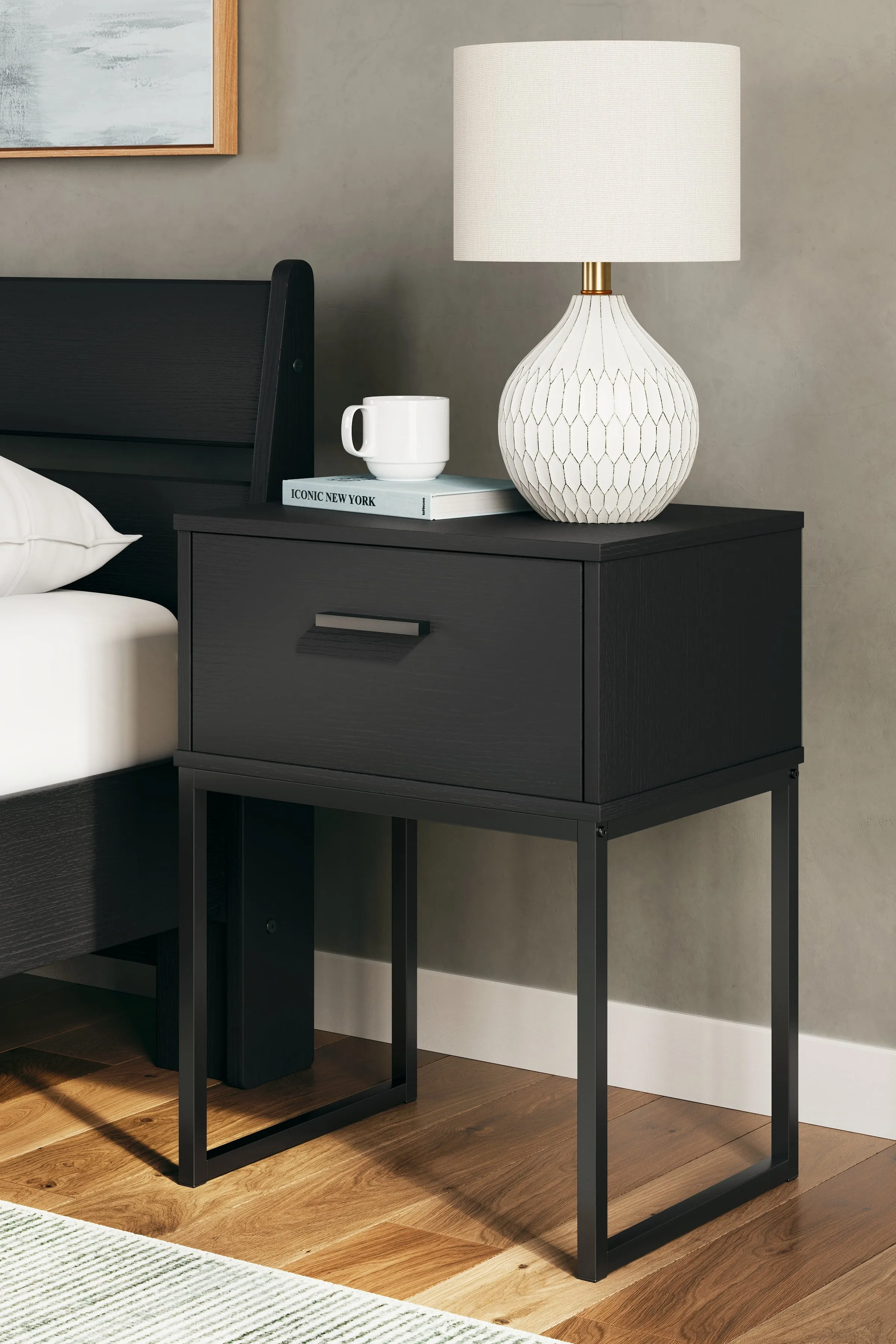 Socalle Twin Platform Bed with Dresser and 2 Nightstands in Black