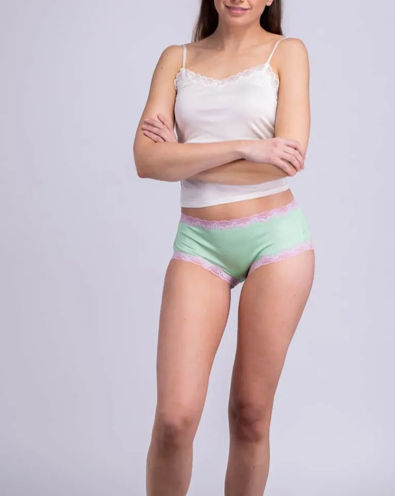 Soft Silk Briefs with Contrast Lace