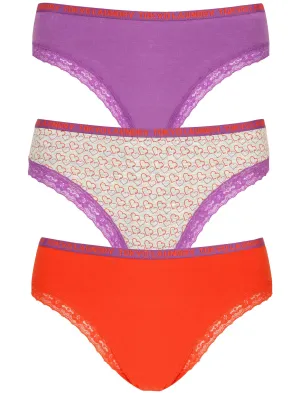 Suzy (3 Pack) Assorted Briefs in Dewberry / Redsky / Light Grey Marl - Tokyo Laundry