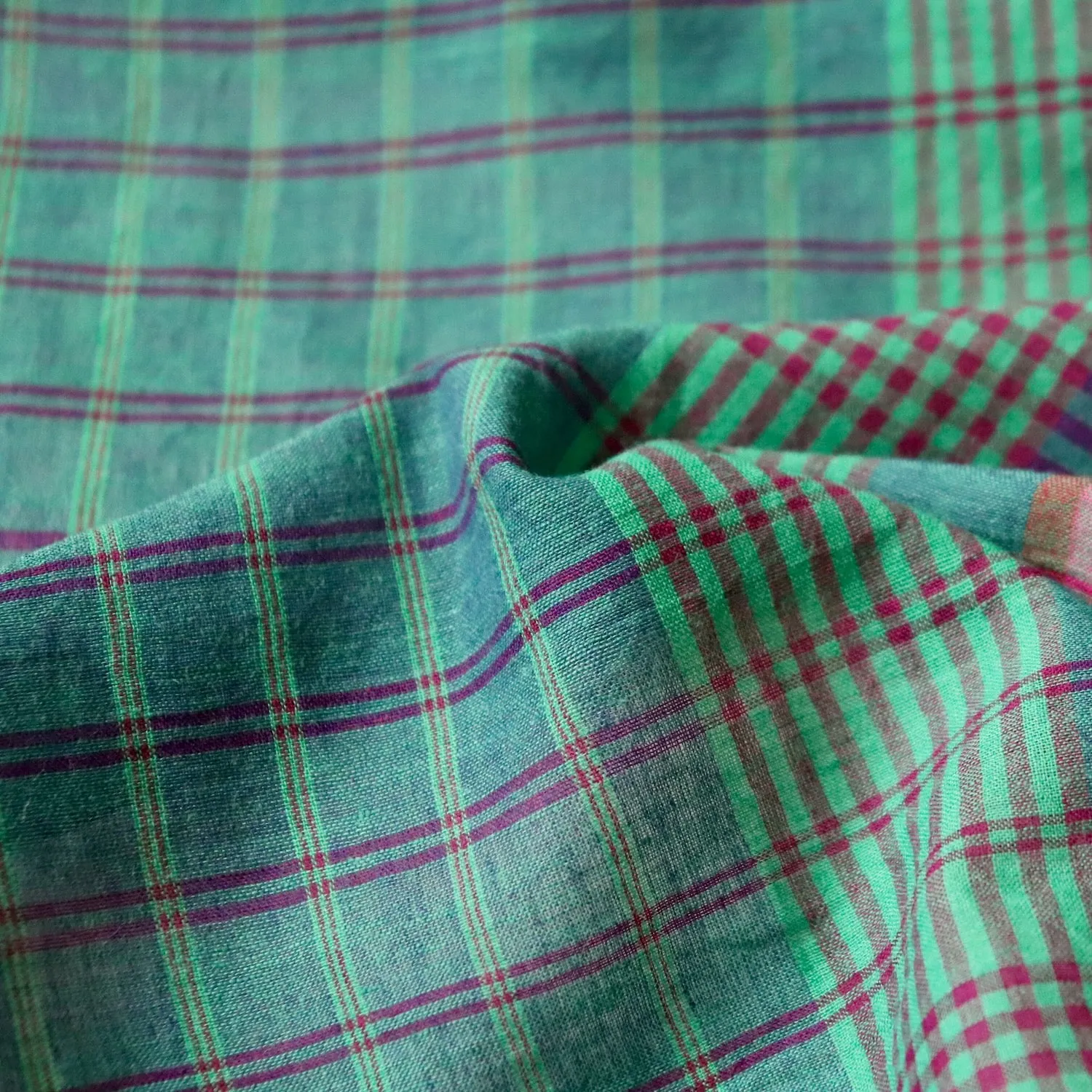Swatch — Jade Check Handloom Cotton