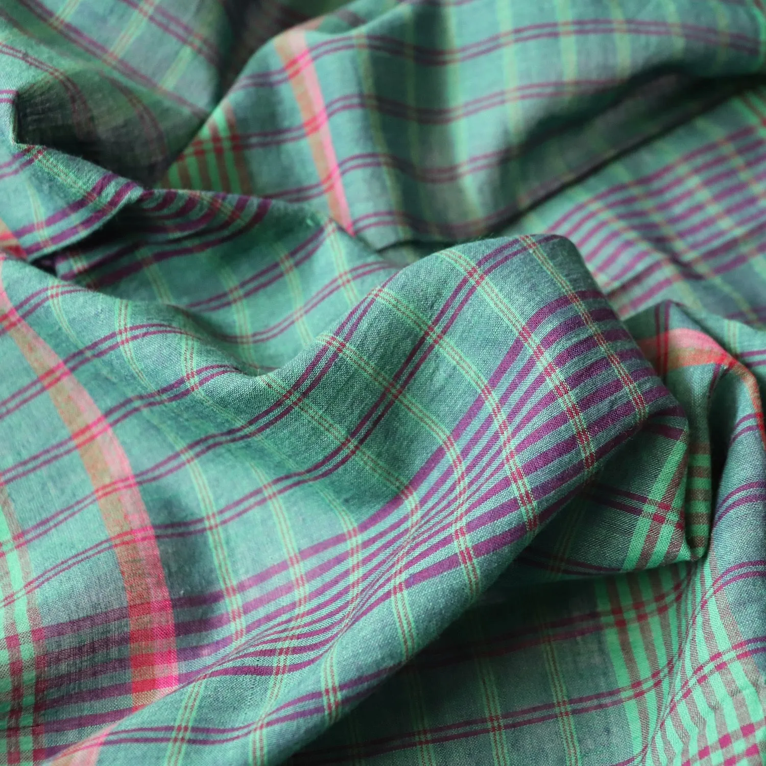 Swatch — Jade Check Handloom Cotton