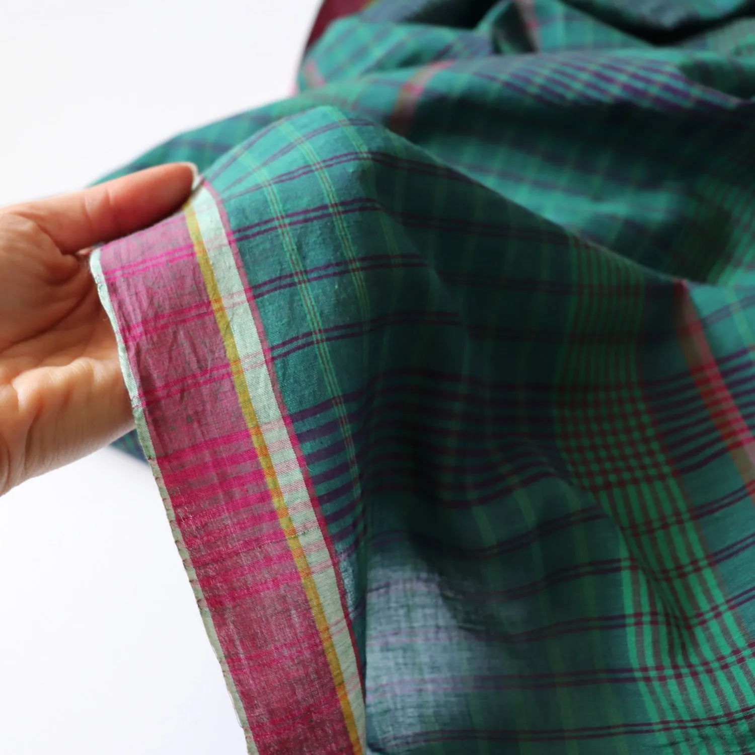 Swatch — Jade Check Handloom Cotton