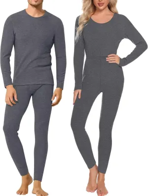 SWOMOG Couple Thermal Underwear Sets Women & Men Ultra Soft Long Johns Base Layer Fleece Lined Warm Top & Bottom