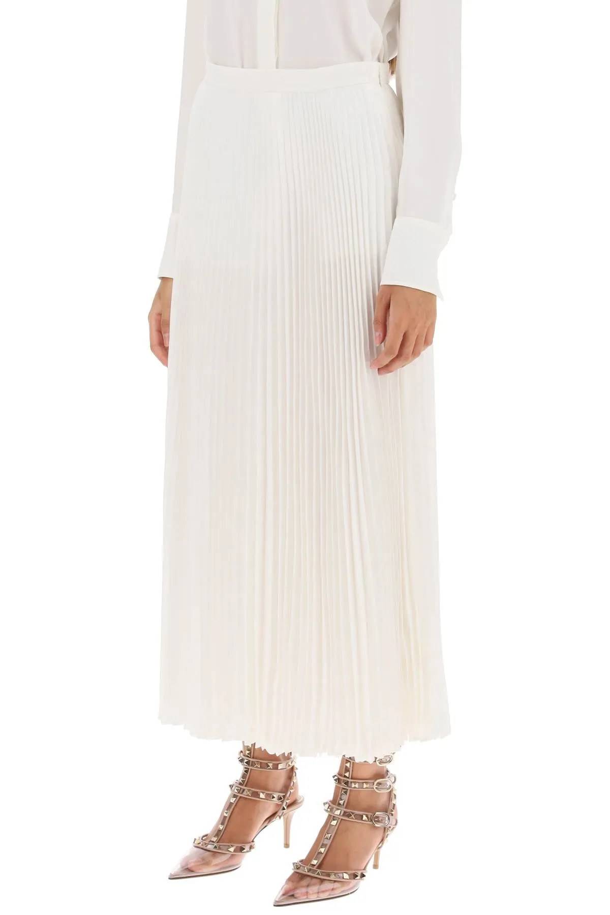 VALENTINO GARAVANI silk jacquard toile iconographe pleated skirt
