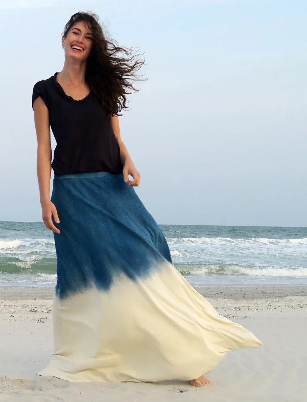 Wanderer Long INDIGO Dip Dyed Skirt