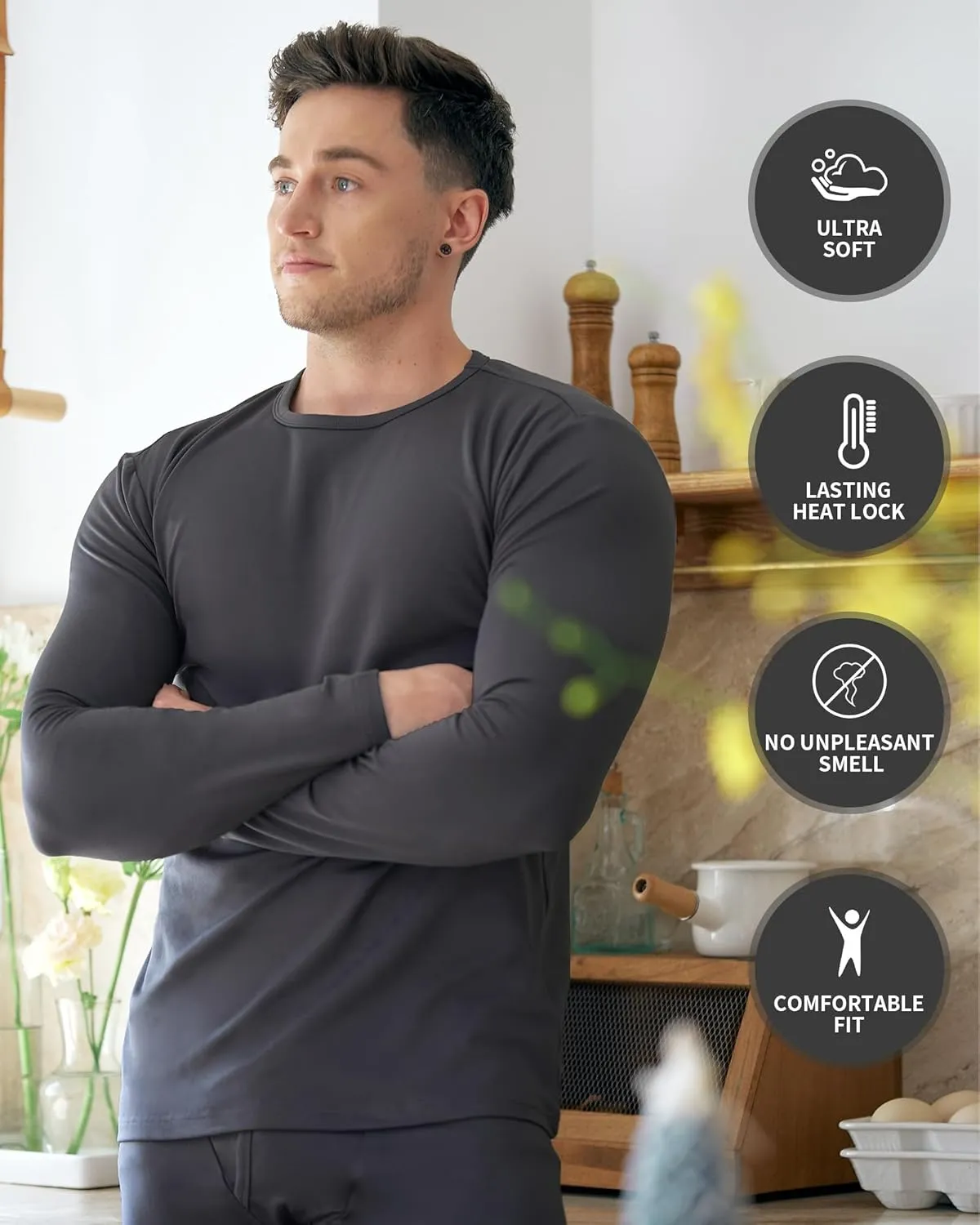 WEERTI Thermal Underwear for Men Long Johns with Fleece Lined, Base Layer Men Cold Weather Top Bottom
